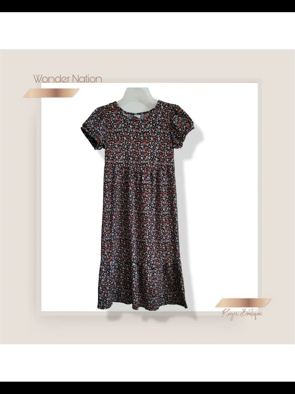 🌿Wonder Nation Boho Floral Peasant Midi Dress 7/8 - Picture 3 of 11